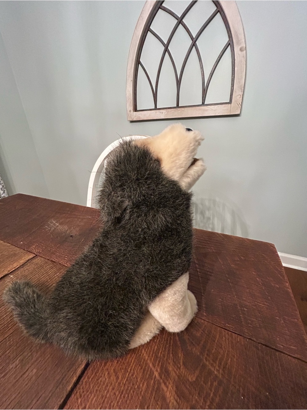 VTG Douglas Cuddle Toys Howling Wolf Plush 11" Gray Made in USA Vintage